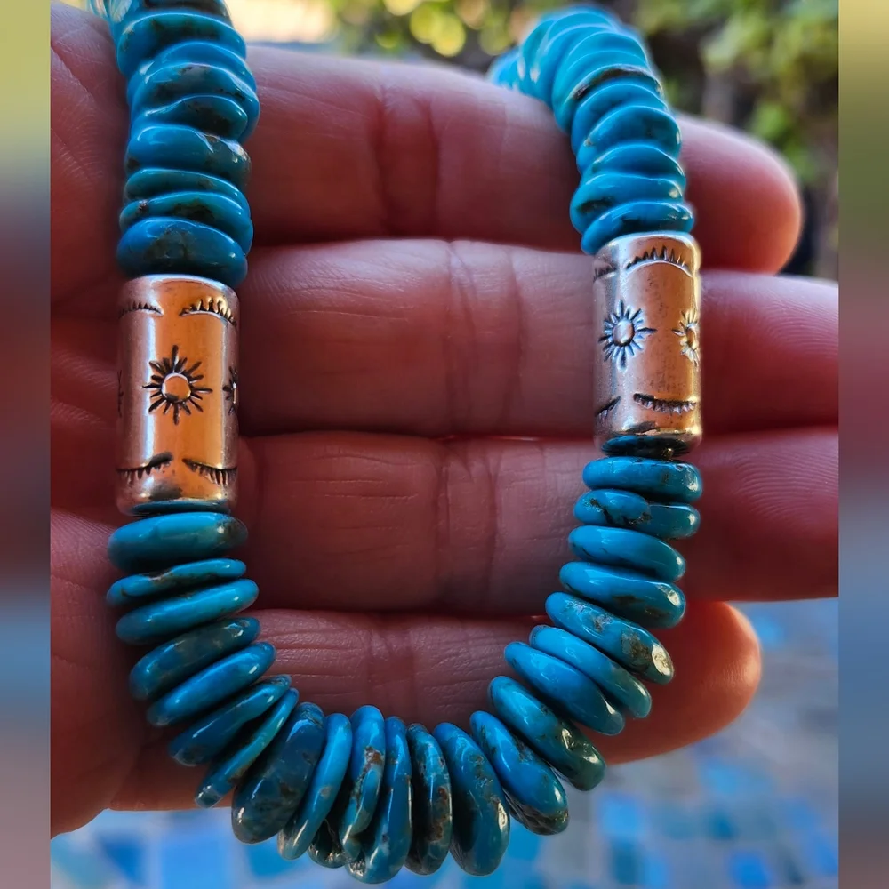 Sterling Silver Genuine Turquoise Necklace - Picture 5 of 17